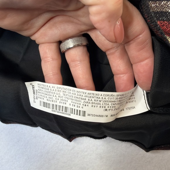 Zara Claret Metallic Pleated Midi Skirt Size Medium Black Red Gold - Picture 4 of 8